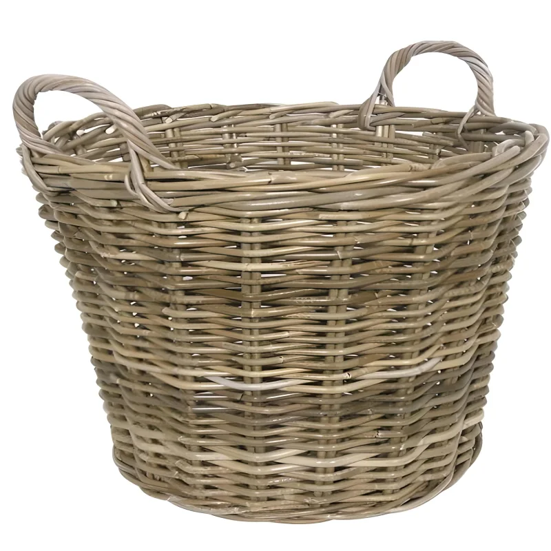 Corbeille en Rotin Tressé Gris