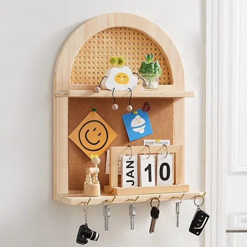 Étagère Rotin Murale avec Crochets