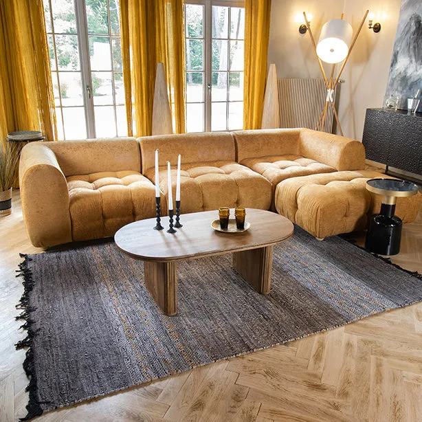 Adana - Tapis en cuir recyclé et coton avec franges 150x240 cm