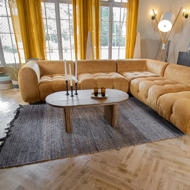Adana - Tapis en cuir recyclé et coton avec franges 150x240 cm