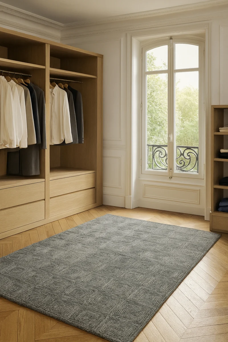 Bolu - Tapis en jute gris tissé à la main