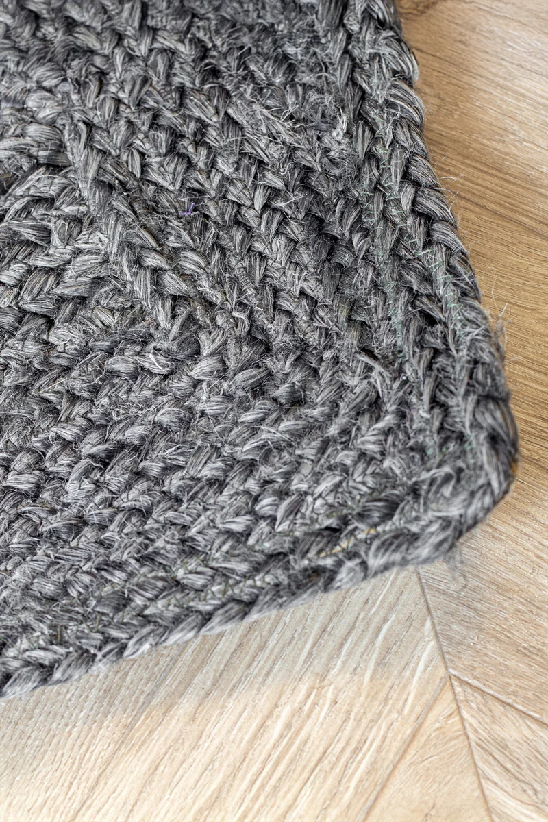 Bolu - Tapis en jute gris tissé à la main