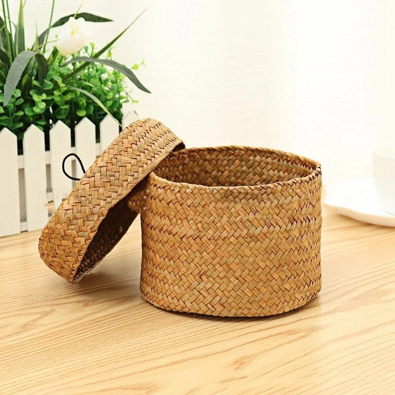 Panier en Rotin Avec Couvercle