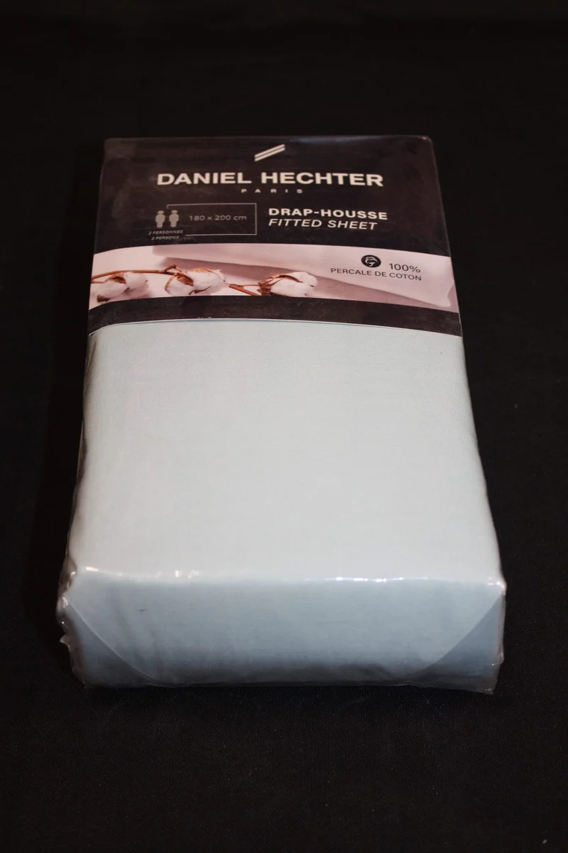DRAP HOUSSE 100% COTON PERCALE - 2 PERSONNES - 180X200cm - Coloris au choix -