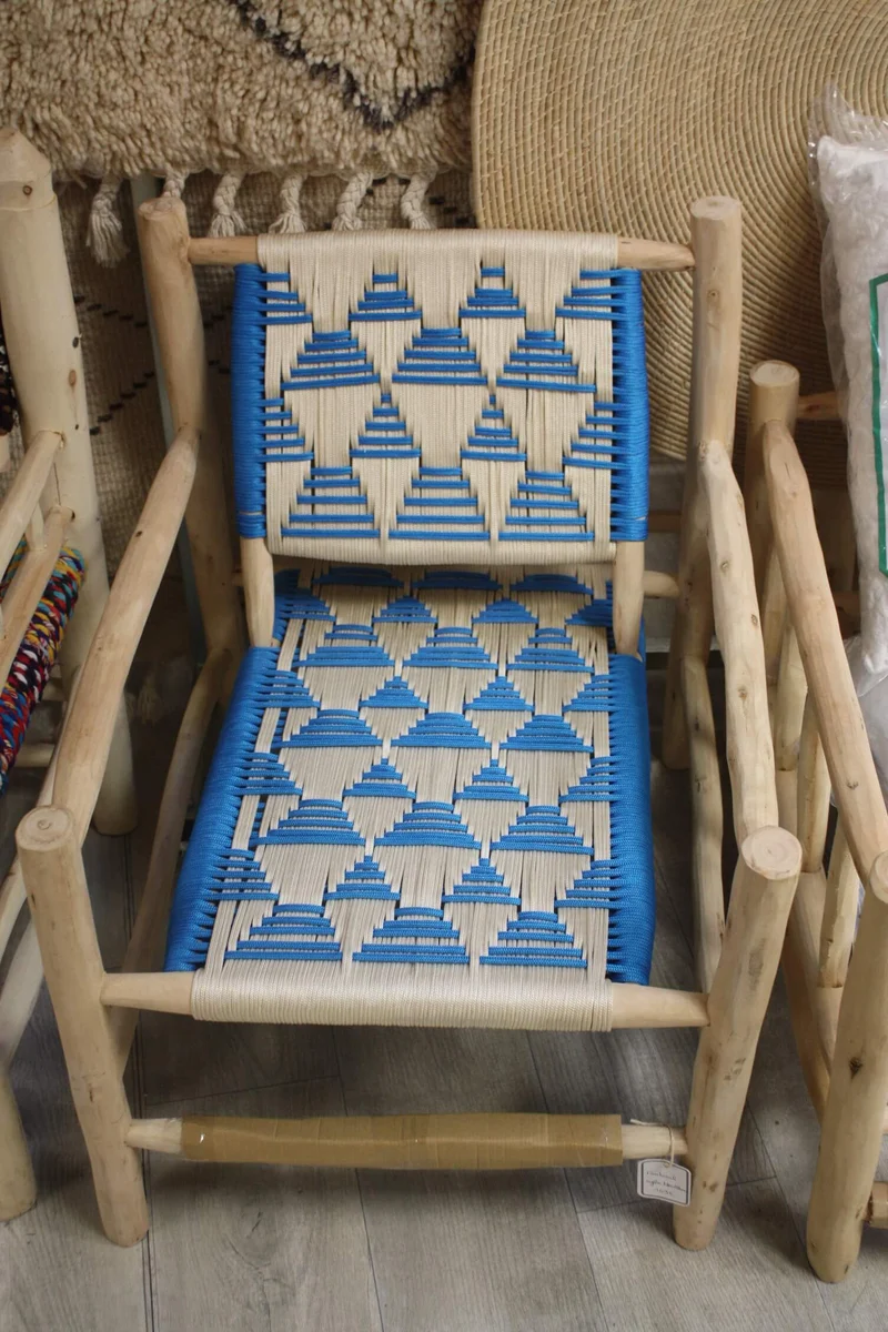 GROS FAUTEUIL en Bois et corde - avec accoudoirs - ARTISANAL qualité Maroc