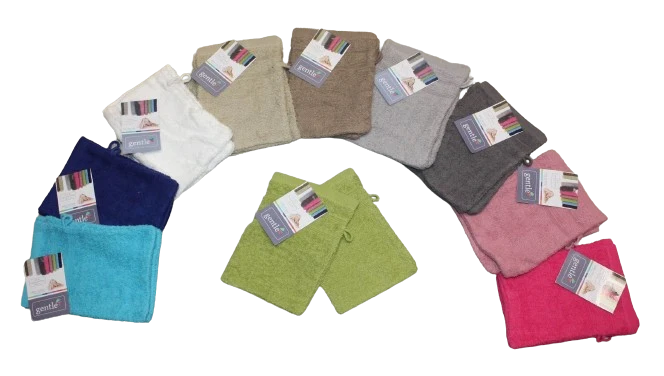 Lot de 4 gants de toilette qualité 100% COTON - 16 x 21 cm - 10 couleurs au choix -