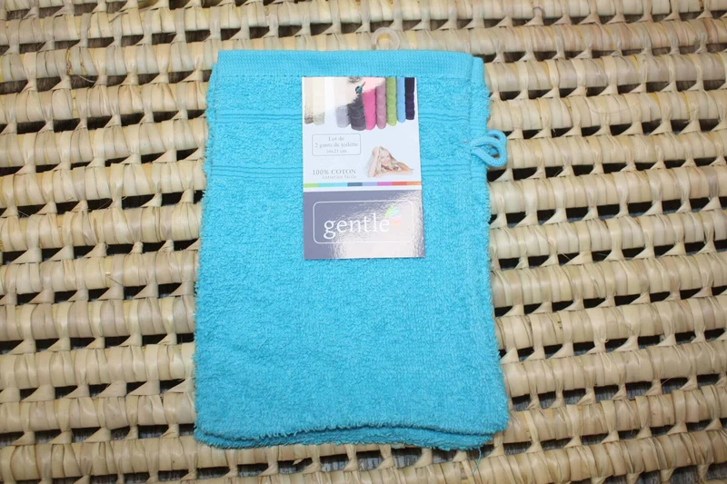 Lot de 4 gants de toilette qualité 100% COTON - 16 x 21 cm - 10 couleurs au choix -