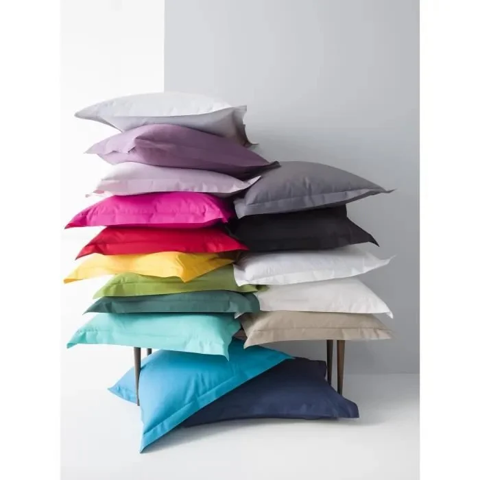 2 TAIES D'OREILLER - 63cmx63cm - 100% COTON - 6 Couleurs au Choix