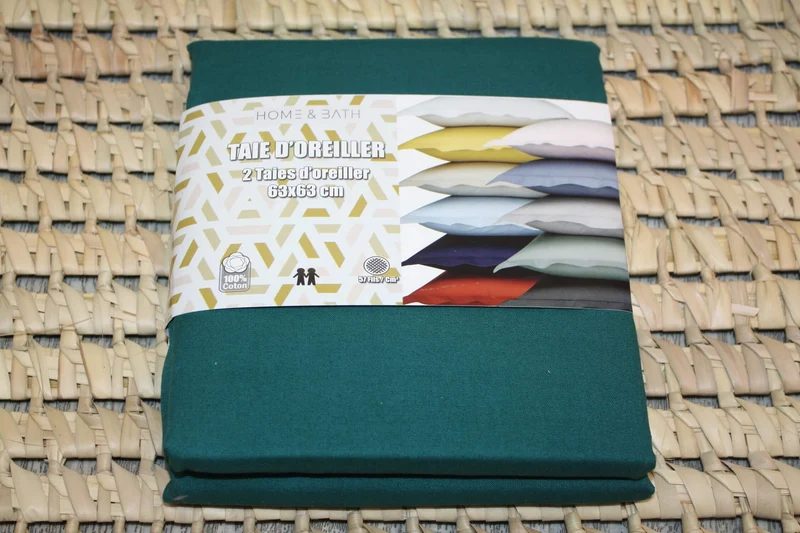 2 TAIES D'OREILLER - 63cmx63cm - 100% COTON - 6 Couleurs au Choix