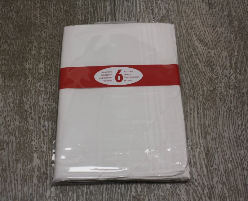 Lot de 6 / 12 / 24 Mouchoirs UNISEXE Blanc - Tissu épais 100% COTON - 40cm x 40cm
