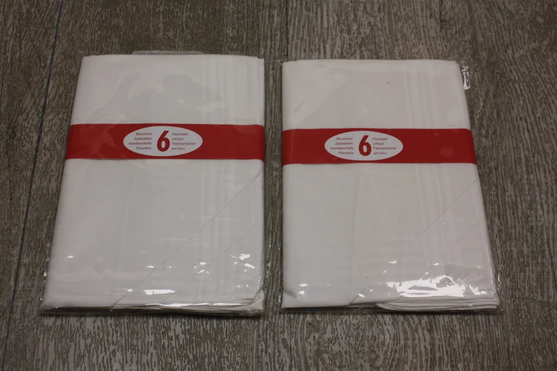 Lot de 6 / 12 / 24 Mouchoirs UNISEXE Blanc - Tissu épais 100% COTON - 40cm x 40cm