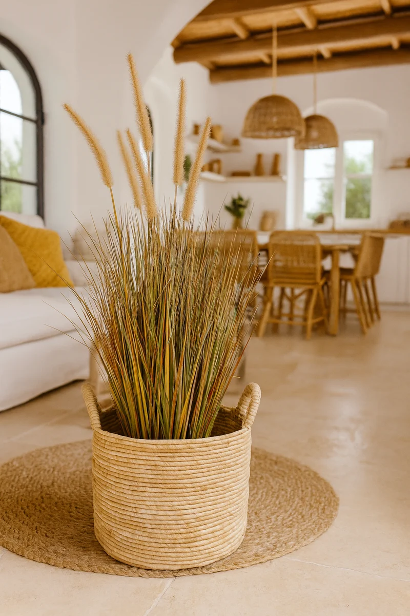 Abir - Panier en abaca avec poignées tressé à la main