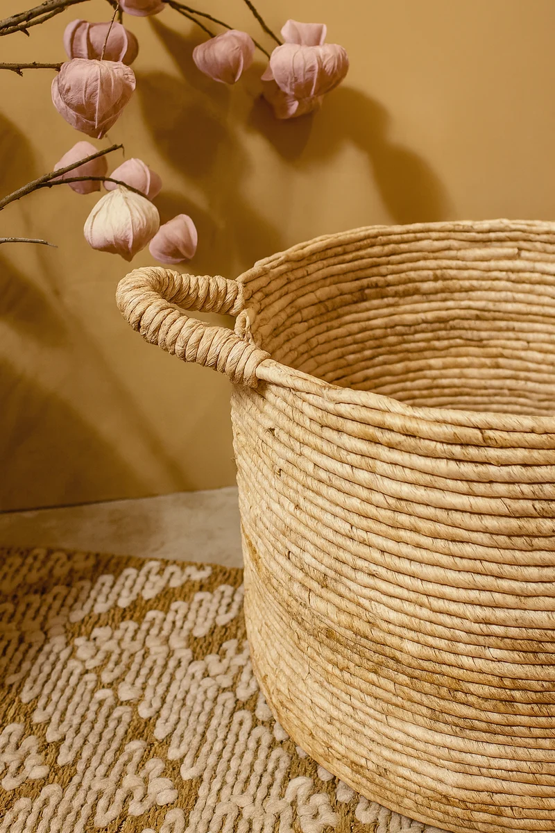 Abir - Panier en abaca avec poignées tressé à la main