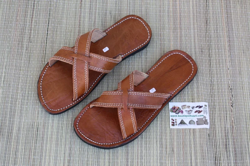 SANDALES CUIR ÉTÉ - Homme & Femme - Tressage Croisé - Fait Main - Confort Respirante - Du 36 au 47