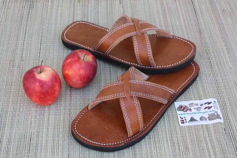 SANDALES CUIR ÉTÉ - Homme & Femme - Tressage Croisé - Fait Main - Confort Respirante - Du 36 au 47