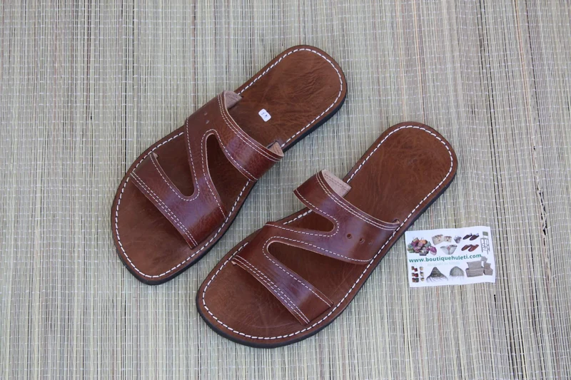 Sandales été Homme & Femme - SUPERBE CUIR CAMEL - Fait Main - Maxi Confort - Du 36 au 47
