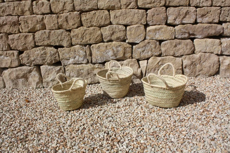 Petit panier enfant - NATUREL - 3 TAILLES au CHOIX - Tressé Main en palmier - sac corbeille décoration rangement