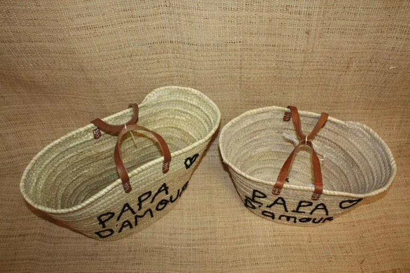 Panier personnalisé PAPA D'AMOUR - Cabas de marché, sac de plage, 100% Naturel
