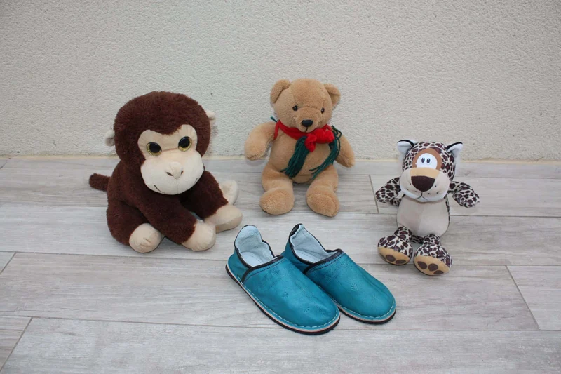 CHAUSSONS Babouches ENFANT en cuir - 4 COULEURS au choix - Du 23 au 35 - 100% Artisanal -