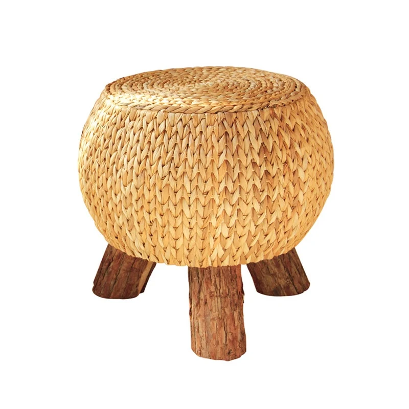 Pouf en Rotin Tabouret Bois | TERRA