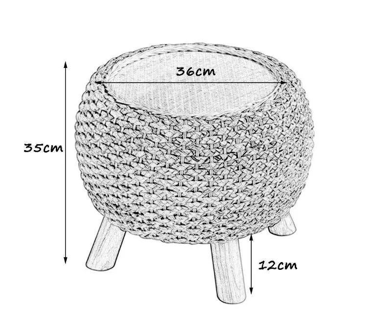 Pouf en Rotin Tabouret Bois | TERRA