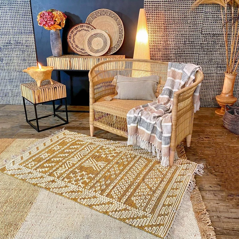 Tokat - Tapis en laine et coton tissé à la main 90 x 150 cm safran