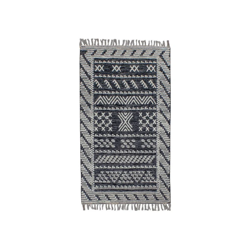 Tokat - Tapis en laine et coton tissé à la main 90 x 150 cm - Noir & gris