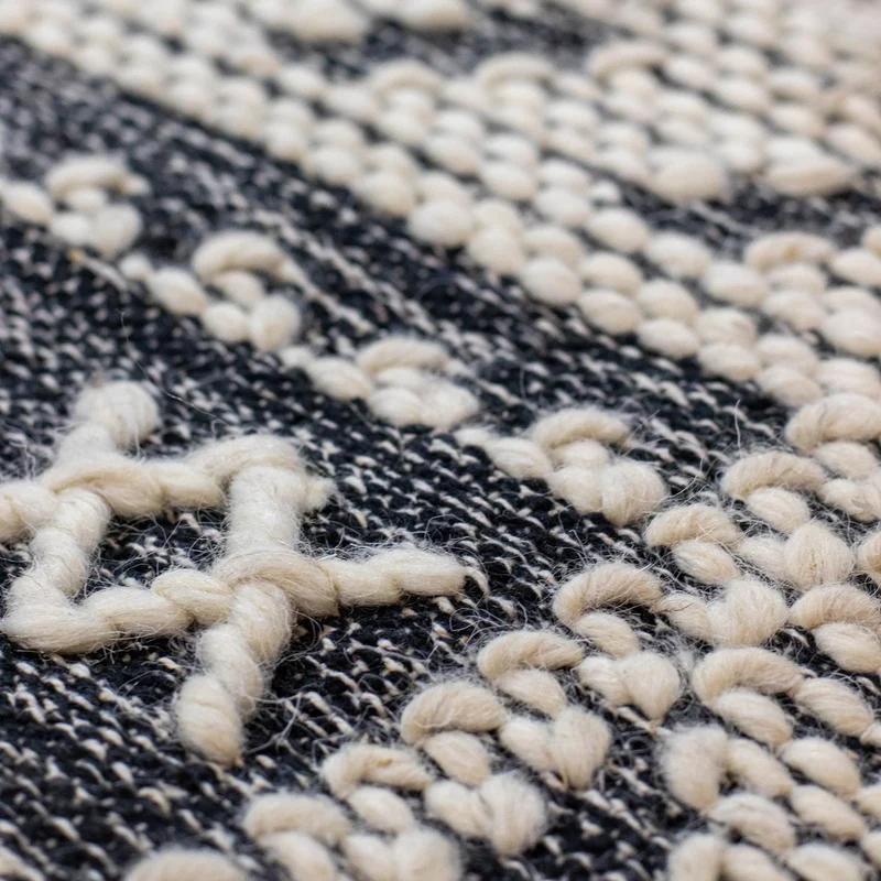 Tokat - Tapis en laine et coton tissé à la main 90 x 150 cm - Noir & gris