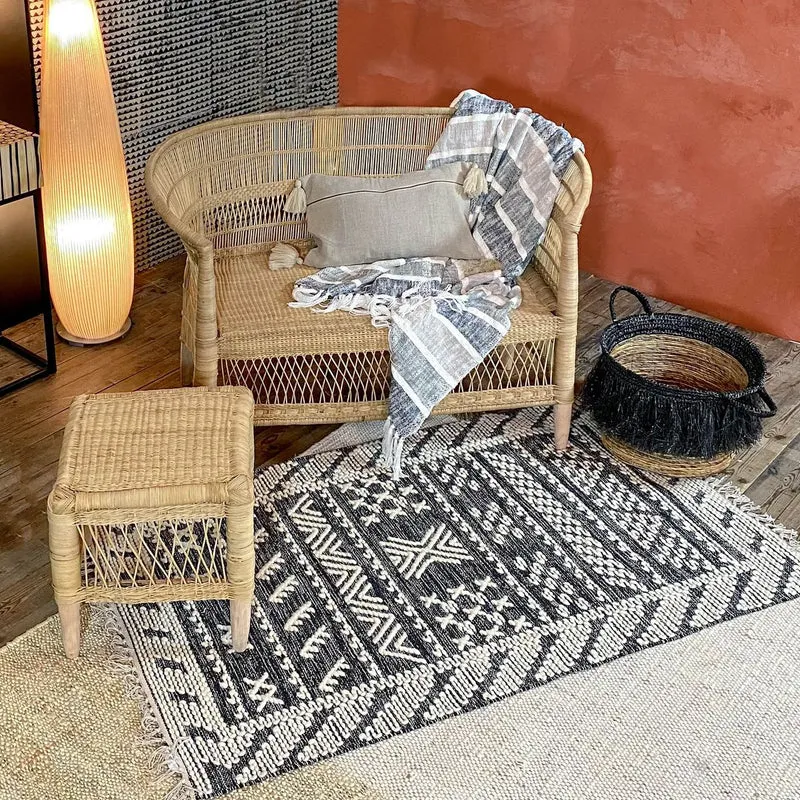 Tokat - Tapis en laine et coton tissé à la main 90 x 150 cm - Noir & gris