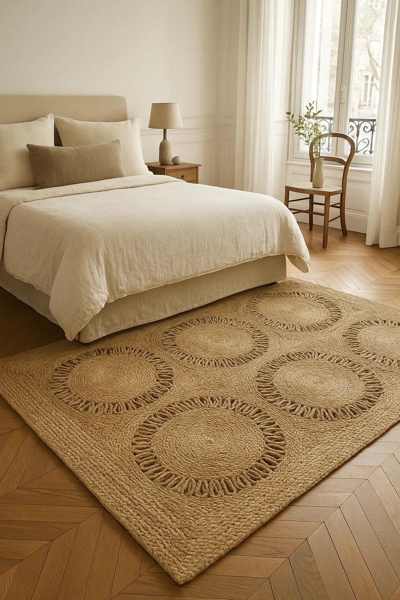 Jerico - Tapis rectangulaire en jute naturelle tissé à la main