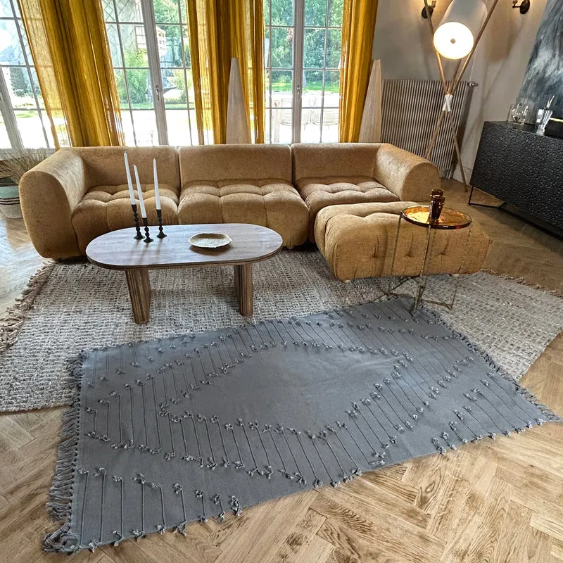Noos - Tapis en coton tissé gris bleu 120x180 cm