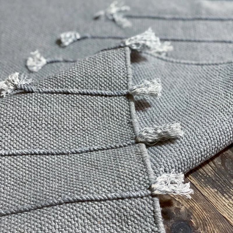 Noos - Tapis en coton tissé gris bleu 120x180 cm