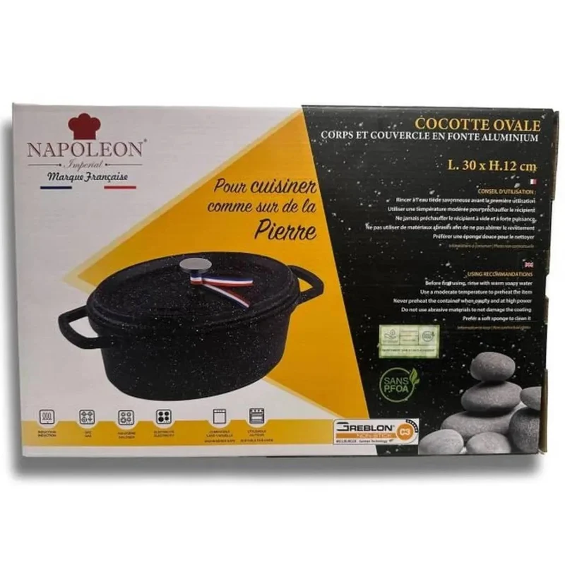 Cocotte ovale 5,4L en fonte d'aluminium - TOUS FEUX + FOUR - Qualité Pro