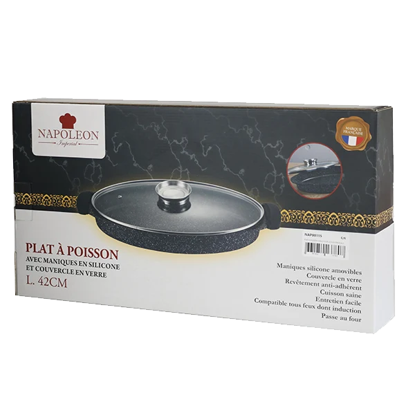 Plat à poisson ovale + couvercle & diffuseur d'arômes - FOUR + TOUS FEUX