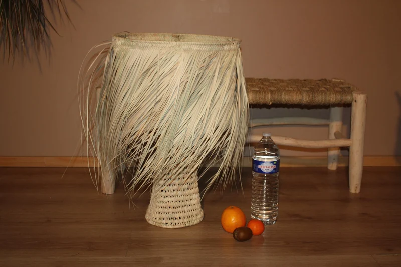 Lampe de Salon & Lampe de Chevet - Artisanale - FAIT MAIN en PALMIER - paille rotin osier