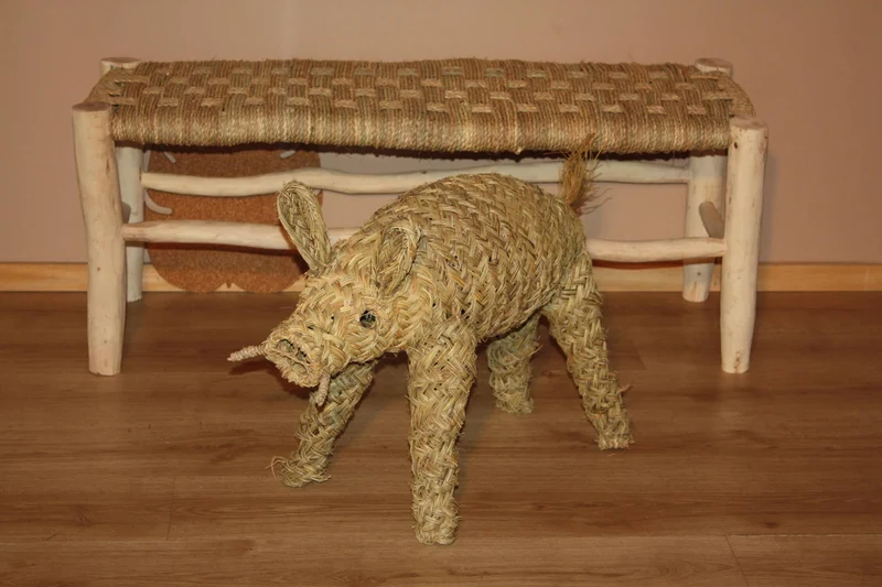 SANGLIER / CHEVAL / ANE en paille - Déco Tressé Palmier - Artisanat palmier rotin osier