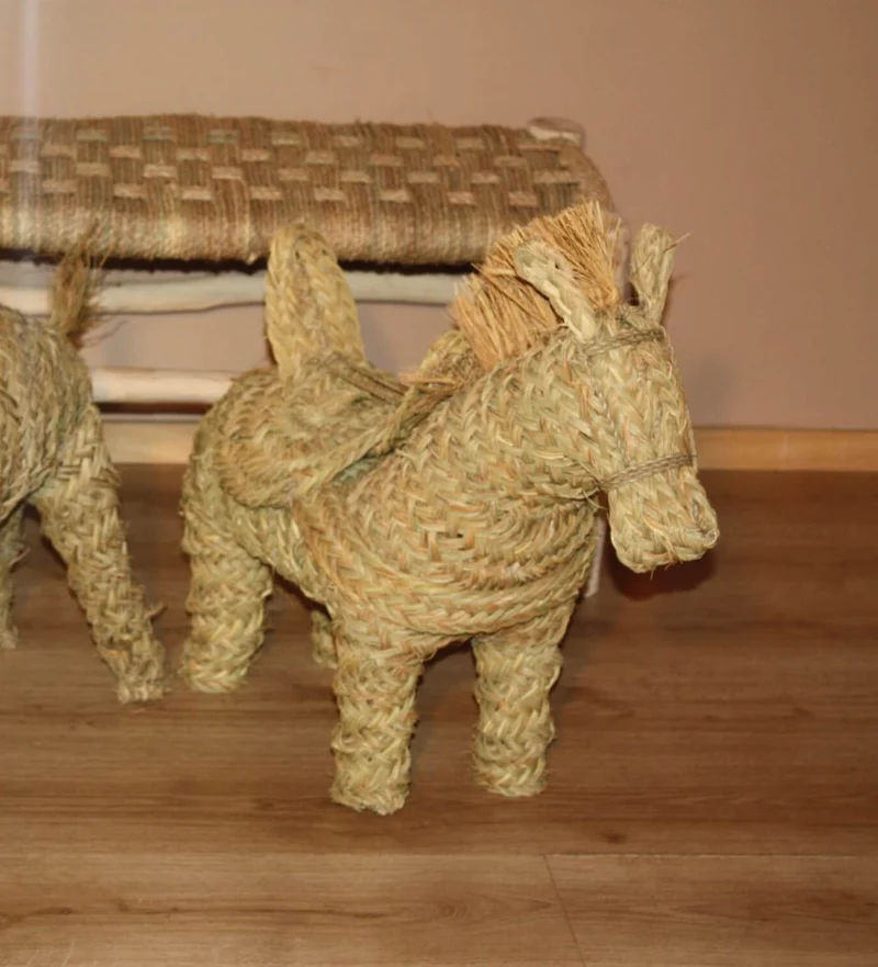 SANGLIER / CHEVAL / ANE en paille - Déco Tressé Palmier - Artisanat palmier rotin osier
