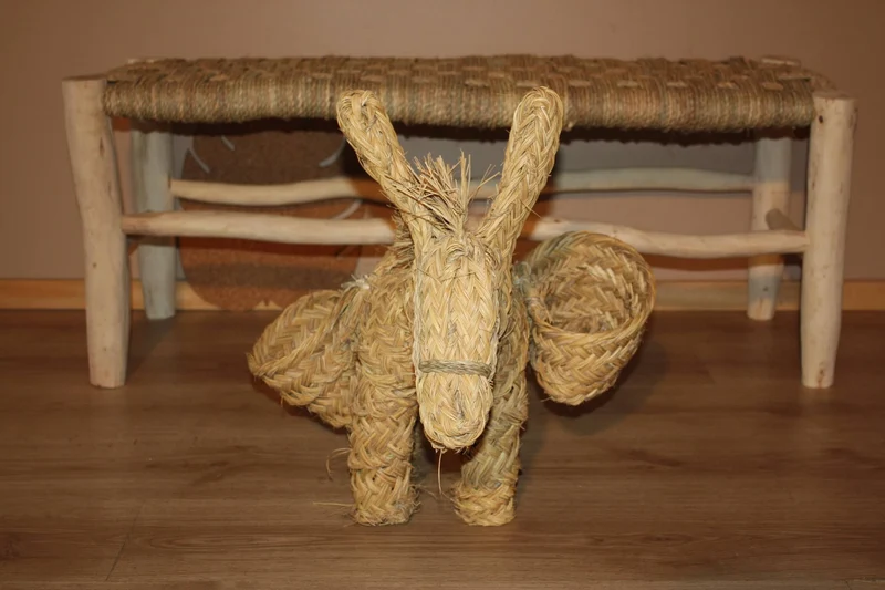 Décoration ANE Tressé en Palmier - Artisanal paille rotin osier plantes fleurs - 2 TAILLES au choix -
