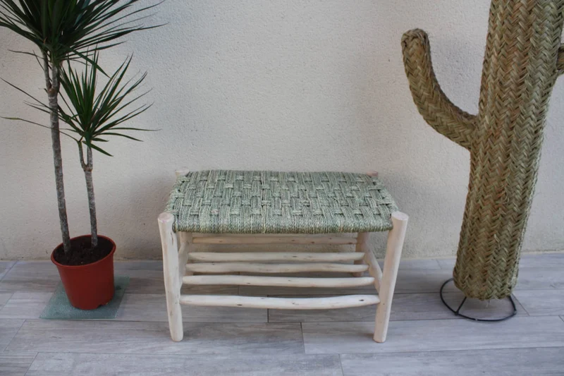 BANC RANGE CHAUSSURES - Banquette tressée 1 ou 2 places - 70cm ou 80cm - Décoration Bohème
