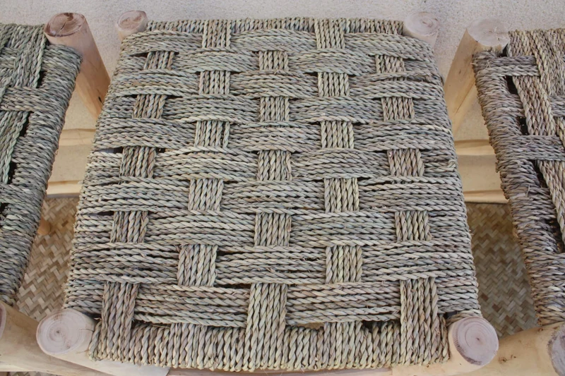 Tabouret en BOIS - FAIT MAIN - 6 Tailles - Artisanal Tressage Corde de Palmier