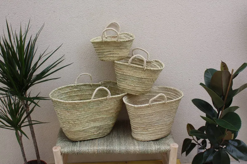 PANIER 100% NATUREL - 4 TAILLES - Sac paille plage - Cabas courses marché - palmier osier rotin