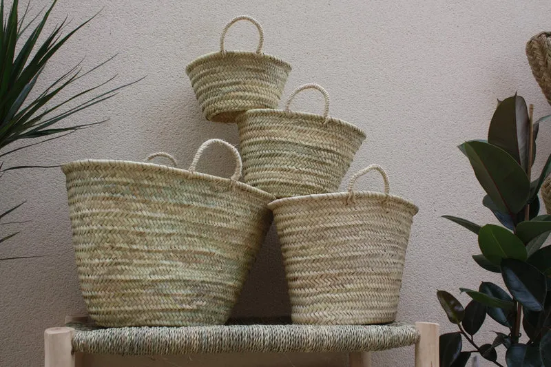 PANIER 100% NATUREL - 4 TAILLES - Sac paille plage - Cabas courses marché - palmier osier rotin