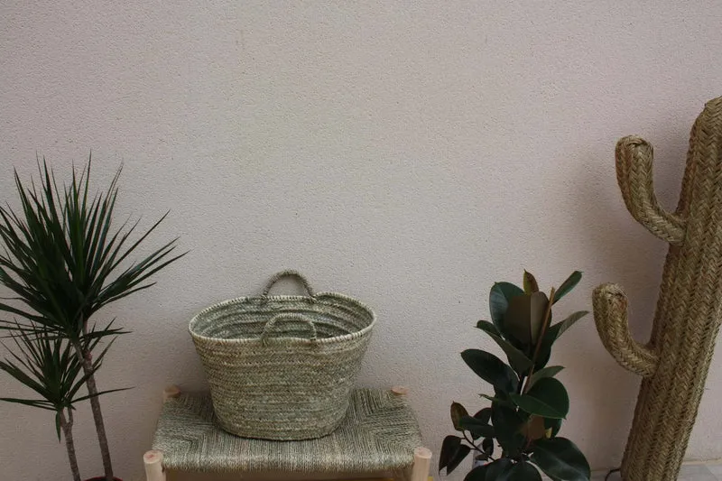 PANIER 100% NATUREL - Idéal pour courses, plage, marché, shopping, décoration... Fait Main - Palmier, osier, rotin...