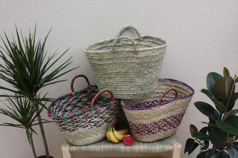 PANIER à courses - SAC paille de plage - CABAS de marchés - Fait Main en Palmier Naturel - osier rotin