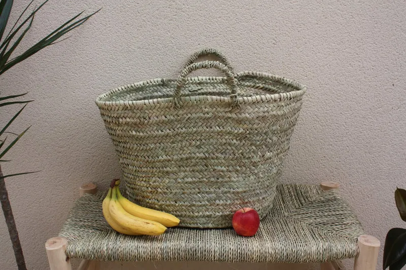 PANIER à courses - SAC paille de plage - CABAS de marchés - Fait Main en Palmier Naturel - osier rotin