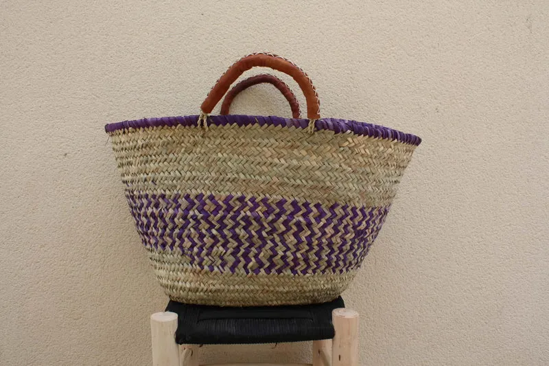 PANIER à courses - SAC paille de plage - CABAS de marchés - Fait Main en Palmier Naturel - osier rotin