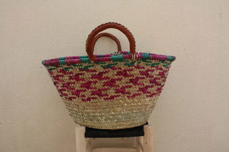 PANIER à courses - SAC paille de plage - CABAS de marchés - Fait Main en Palmier Naturel - osier rotin