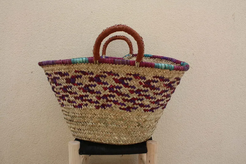 PANIER à courses - SAC paille de plage - CABAS de marchés - Fait Main en Palmier Naturel - osier rotin