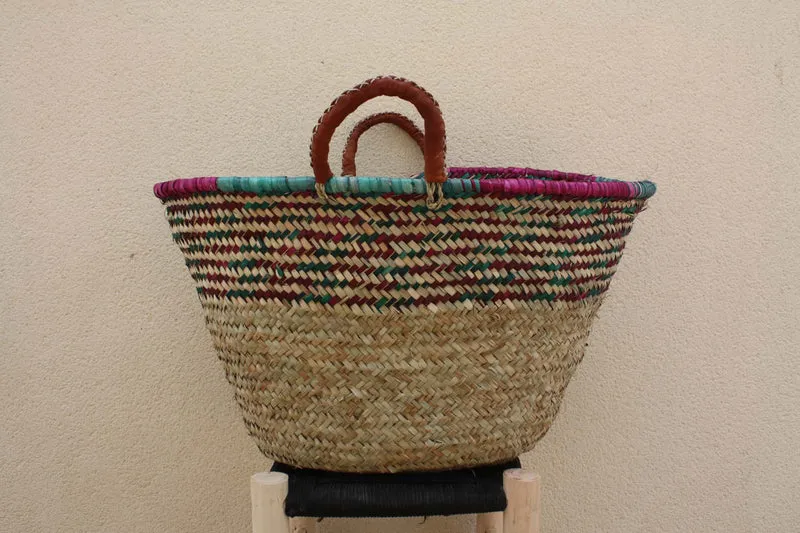 PANIER à courses - SAC paille de plage - CABAS de marchés - Fait Main en Palmier Naturel - osier rotin