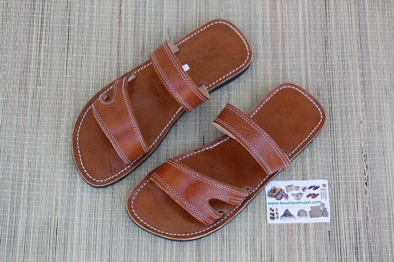 Sandales d'été en Cuir Marron - Homme / Femme - ARTISANAT CONFORT QUALITÉ - Du 36 au 47